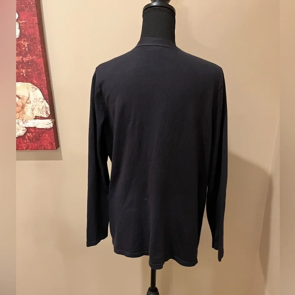 Navy Button front cardigan with patch pockets, size M